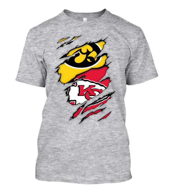 Iowa Hawkeyes Kansas City Chiefs Torn Claw Marks T-Shirt