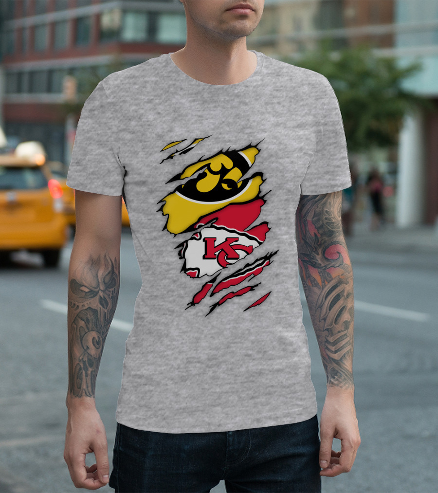 Iowa Hawkeyes Kansas City Chiefs Torn Claw Marks T-Shirt