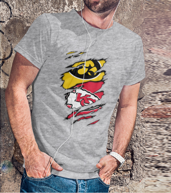 Iowa Hawkeyes Kansas City Chiefs Torn Claw Marks T-Shirt