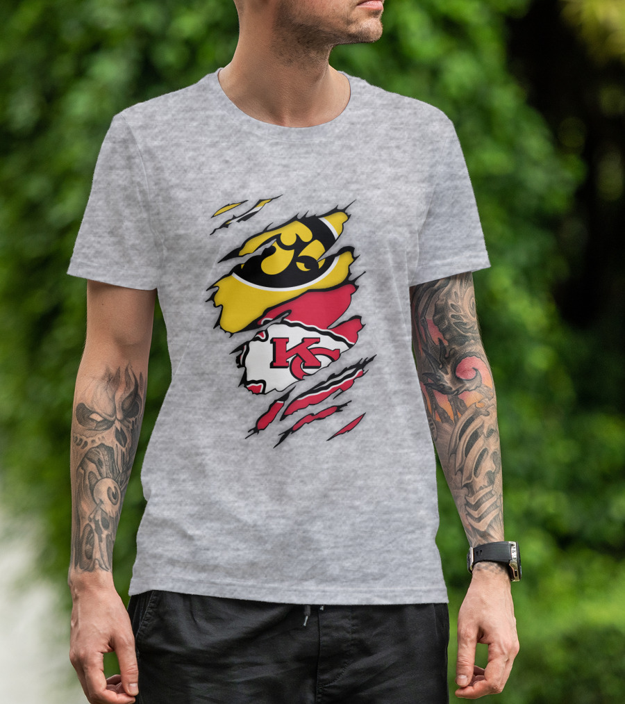 Iowa Hawkeyes Kansas City Chiefs Torn Claw Marks T-Shirt