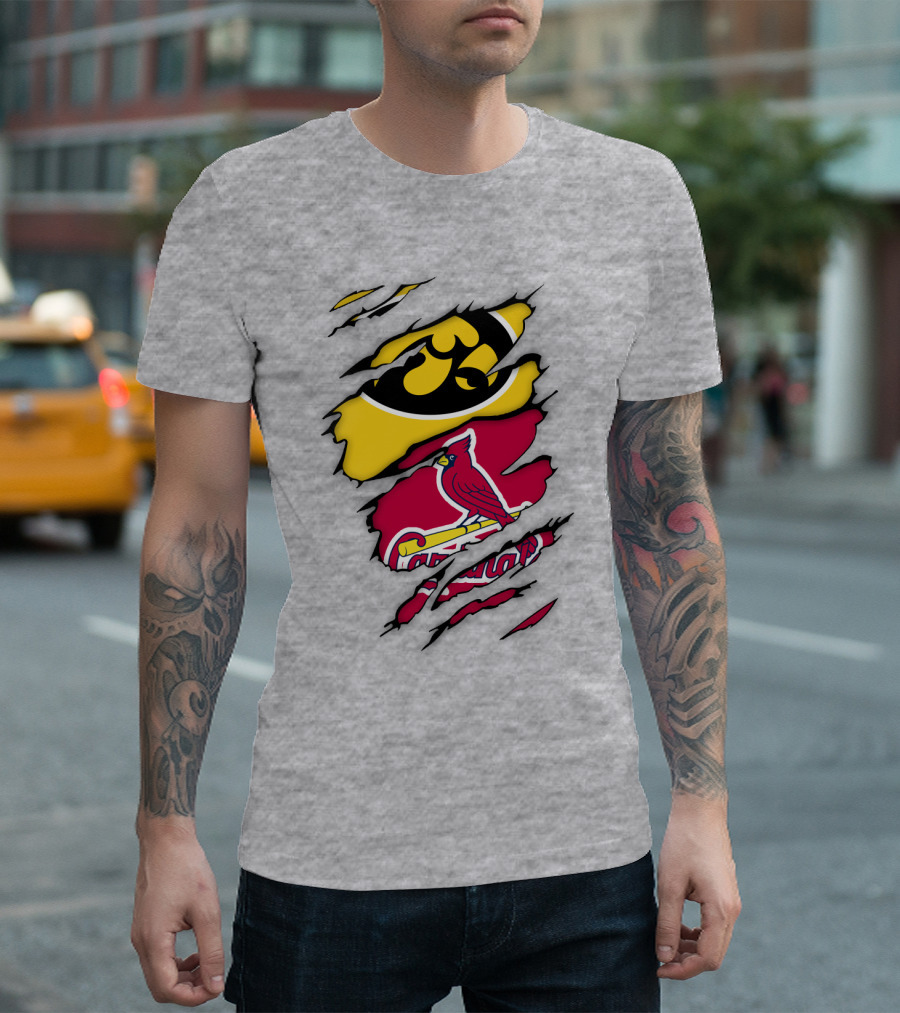St Louis Cardinals Iowa Hawkeyes Ripped T-Shirt