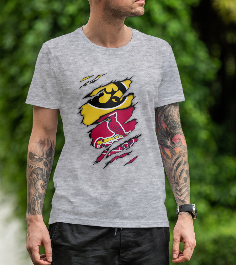 St Louis Cardinals Iowa Hawkeyes Ripped T-Shirt