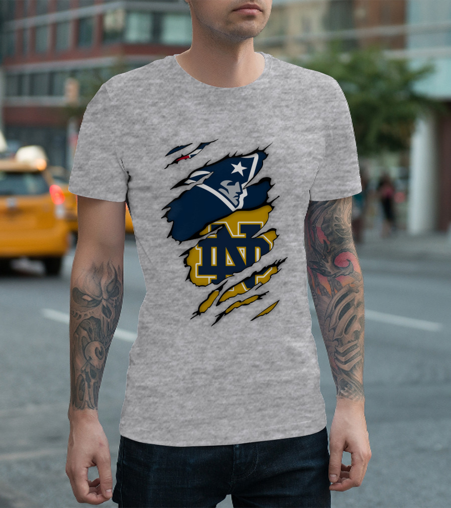 Notre Dame Fighting Irish Patriots Logo Mashup T-Shirt