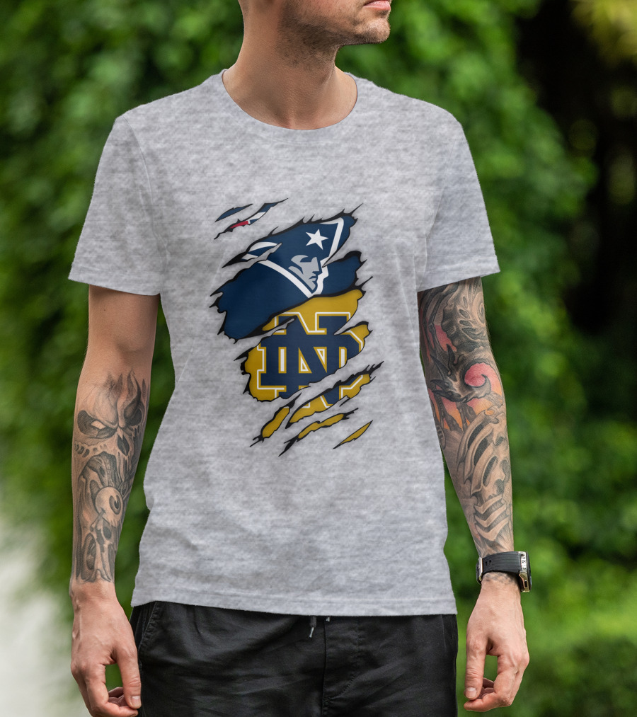 Notre Dame Fighting Irish Patriots Logo Mashup T-Shirt