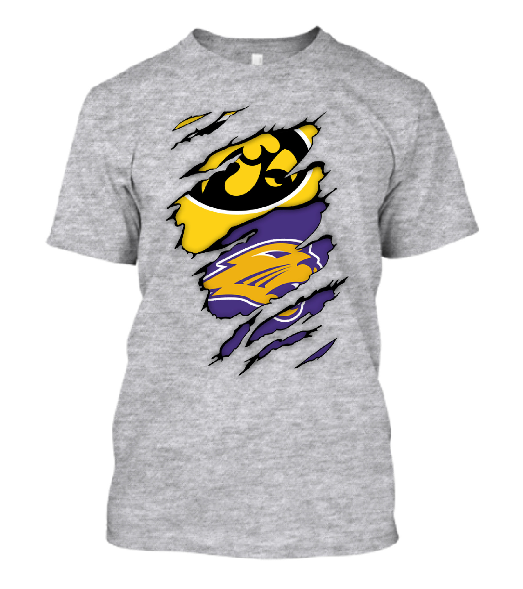 Northern Iowa Panthers Iowa Hawkeyes Dual Logo Fusion T-Shirt