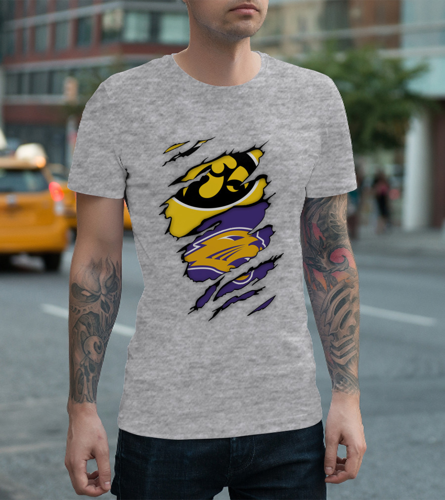 Northern Iowa Panthers Iowa Hawkeyes Dual Logo Fusion T-Shirt