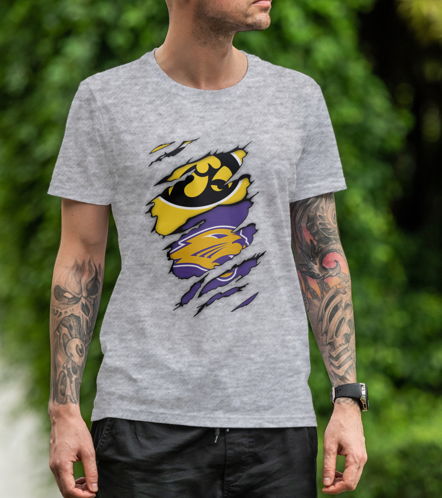 Northern Iowa Panthers Iowa Hawkeyes Dual Logo Fusion T-Shirt