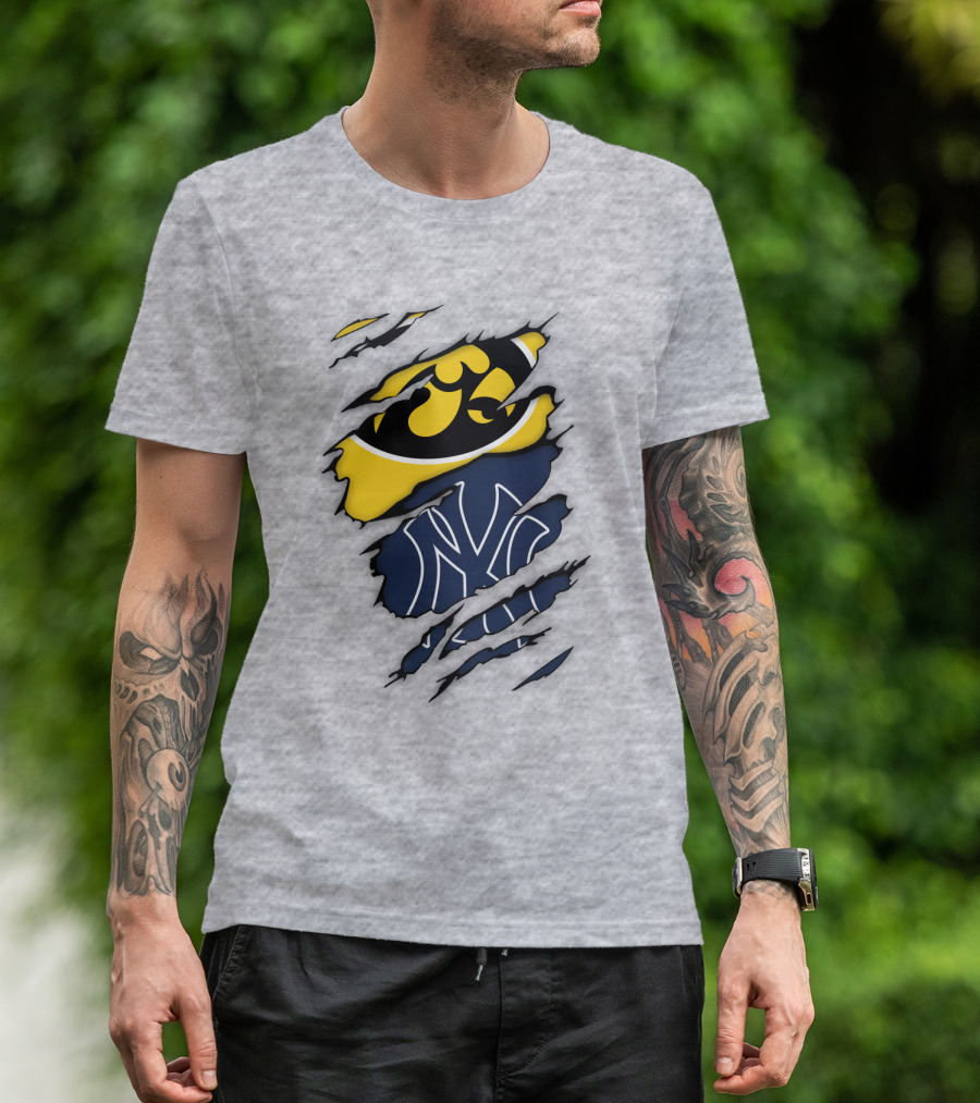 New York Yankees Iowa Hawkeyes Claw Marks T-Shirt