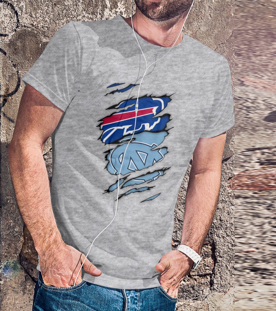 Buffalo Bills North Carolina Tar Heels Logo Claw Marks T-Shirt