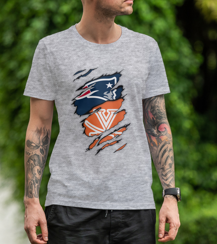 New England Patriots Virginia Cavaliers Dual Logo Fan T-Shirt