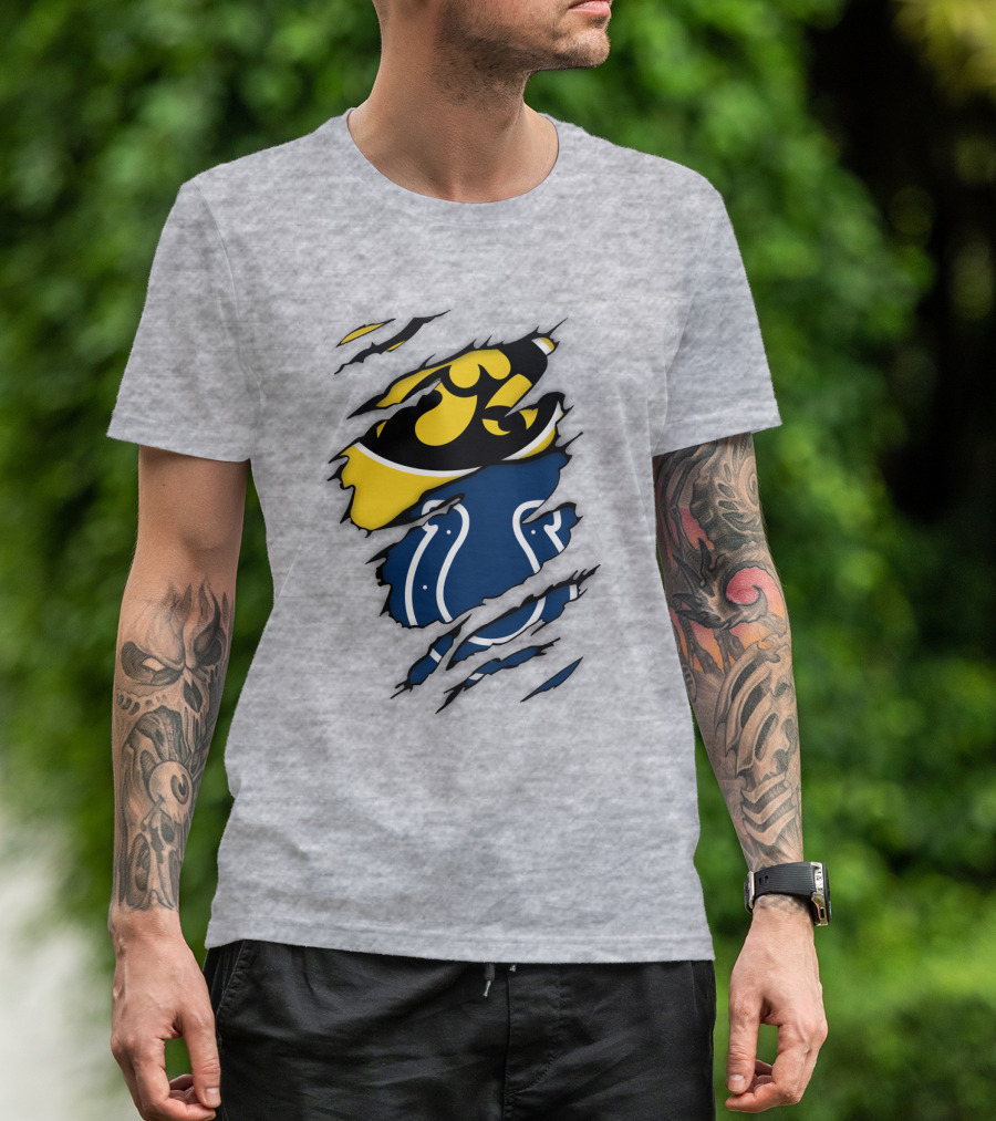 Indianapolis Colts Iowa Hawkeyes Logo Mashup T-Shirt