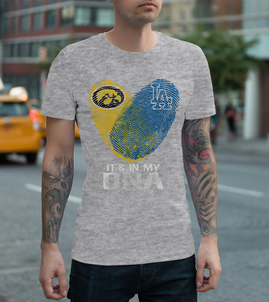 It's in My DNA Los Angeles Dodgers Iowa Hawkeye Fingerprint T-Shirt