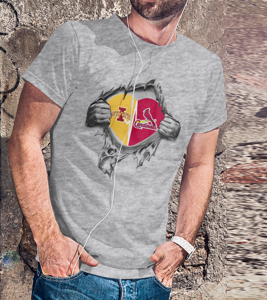 Iowa State Cyclones St Louis Cardinals Heart Hands T-Shirt