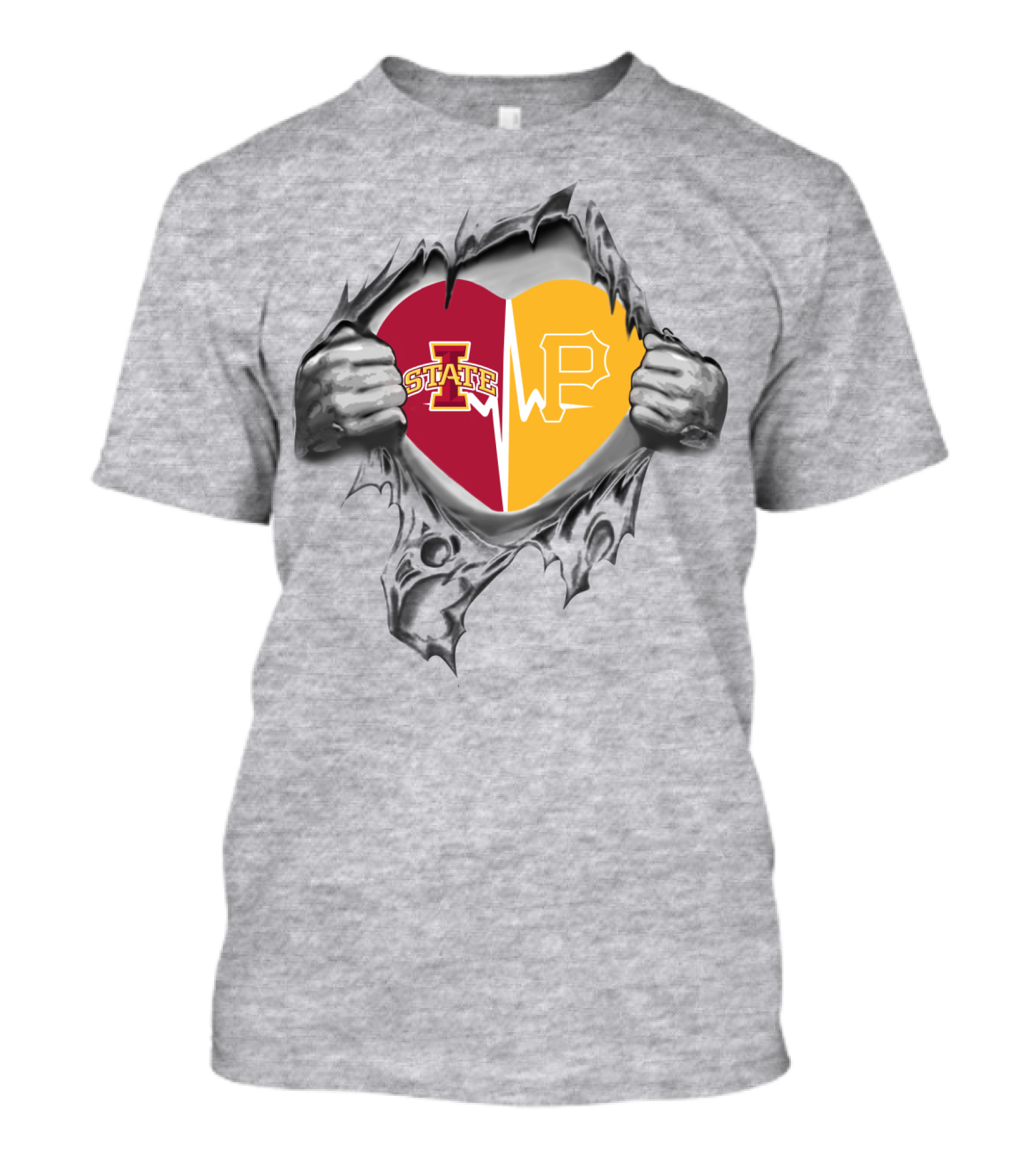 Iowa State Pittsburgh Pirates Heartbeat Split T-Shirt