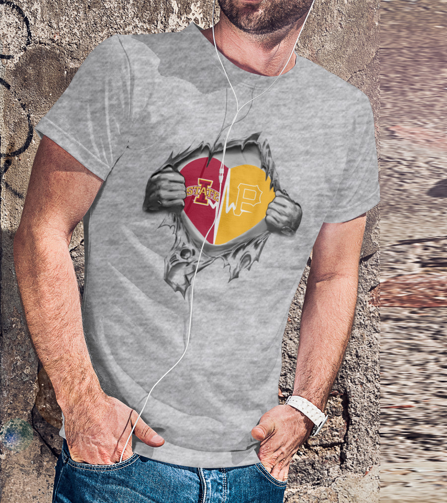 Iowa State Pittsburgh Pirates Heartbeat Split T-Shirt