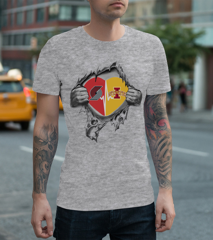 Iowa State Cyclones Portland Trail Blazers Split Heart T-Shirt