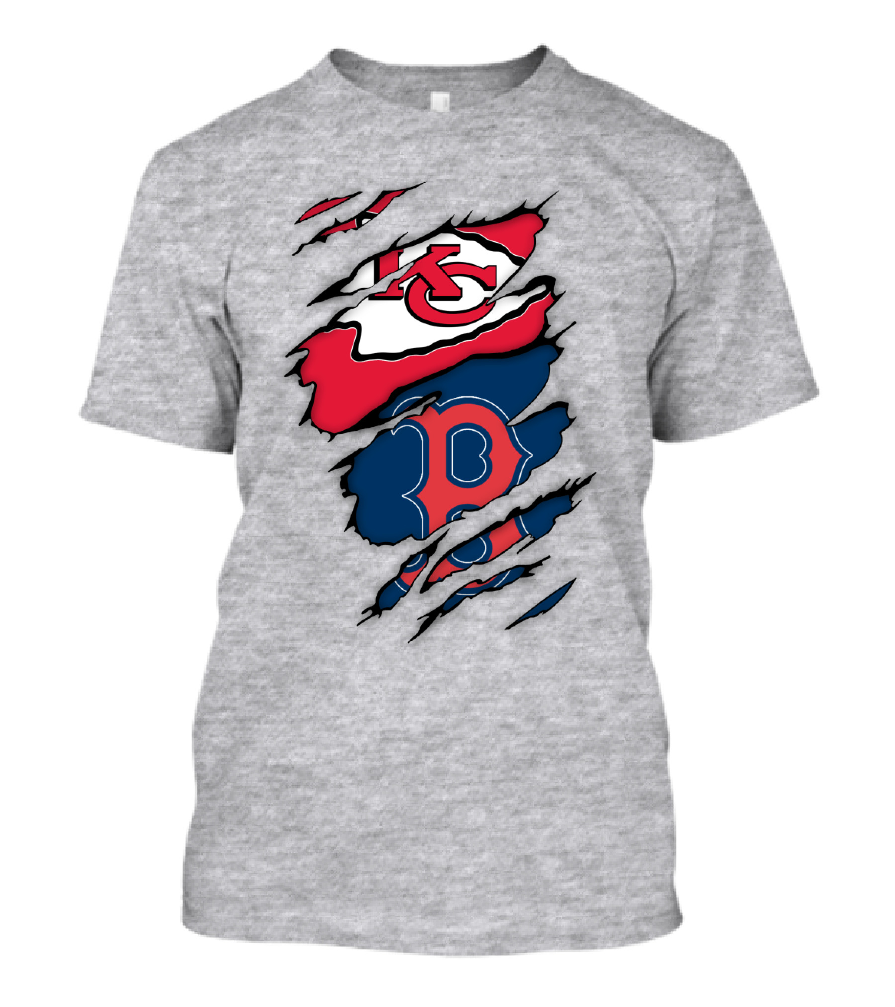 Boston Red Sox Kansas City Chiefs Combined Logo Fan Gear T-Shirt