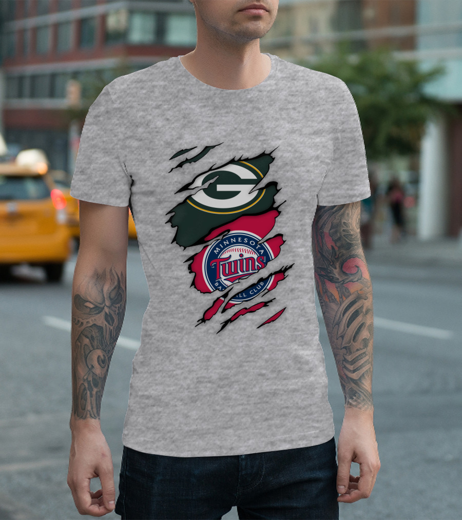 Minnesota Twins Baseball Club Green Bay Packers T-Shirt