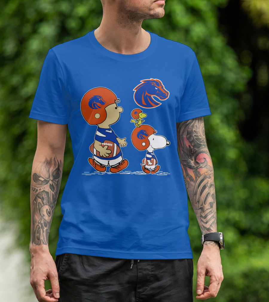 Boise State Broncos Football Characters With Helmets And Mascot T-Shirt