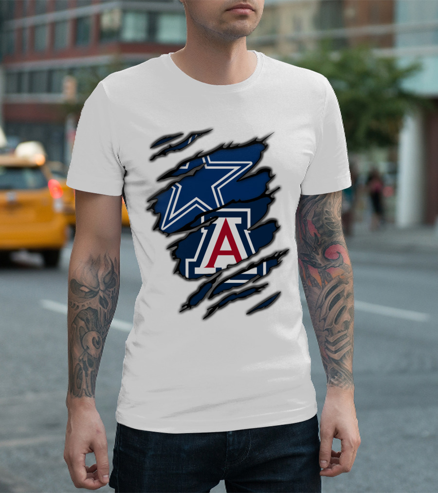 Dallas Cowboys Arizona Wildcats Torn Ripped Claw T-Shirt