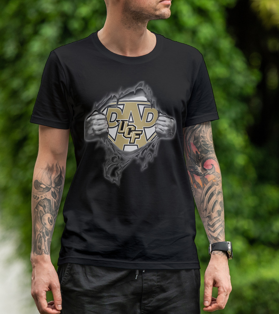 UCF Knights Super Dad Logo With Bold Letters And Strong Hands T-Shirt