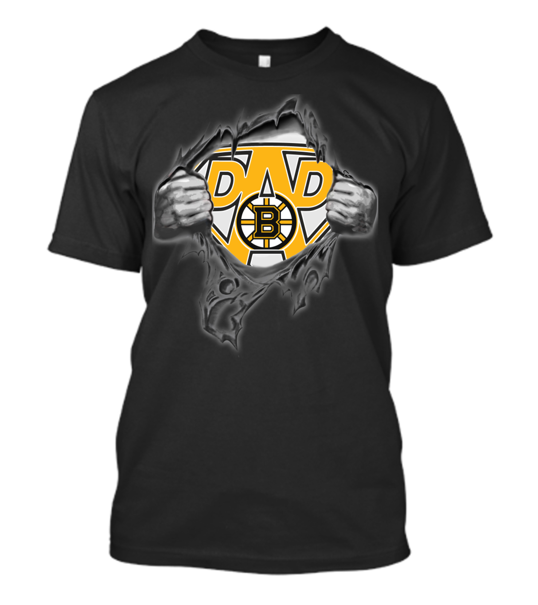 Bruin Super Dad Boston Bruins Logo Hero Rip T-Shirt
