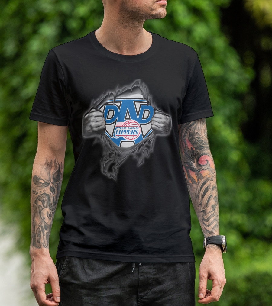 Los Angeles Clippers Super Dad Logo Rip Effect T-Shirt