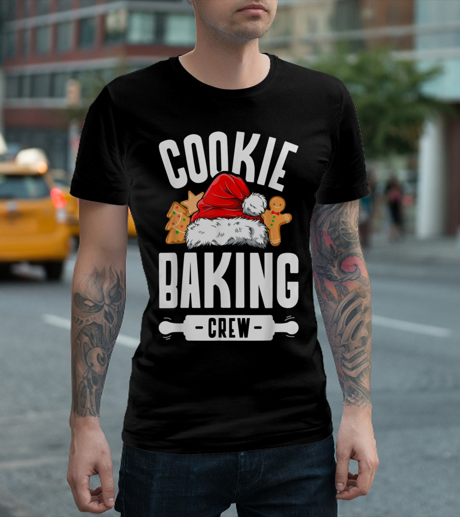 Cookie Baking Crew Christmas Santa Hat Gingerbread Family T-Shirt
