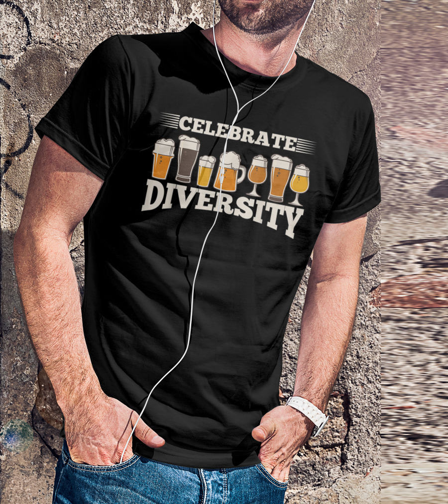 Celebrate Diversity Beer Variety Glasses T-Shirt