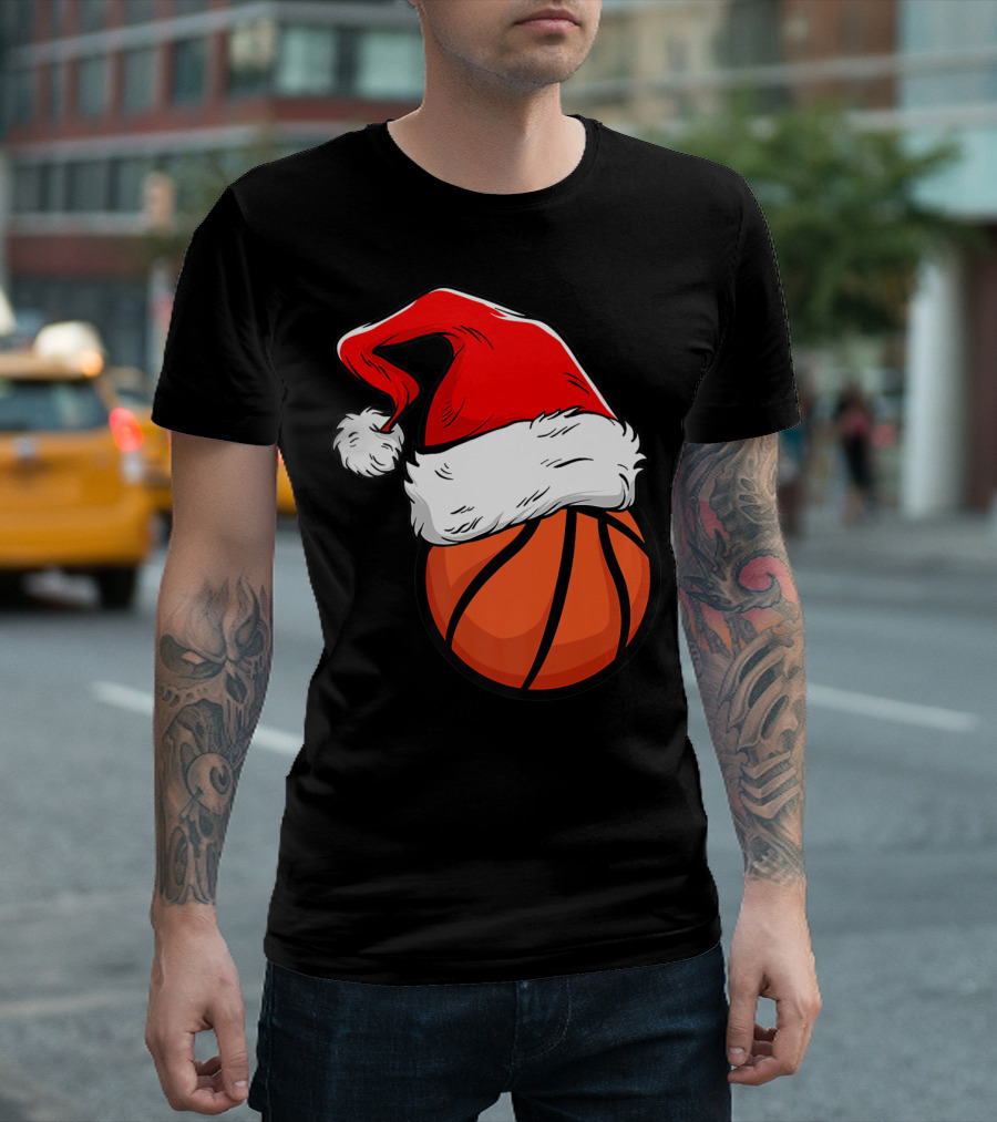 Funny Basketball Coach Player Santa Hat T-Shirt