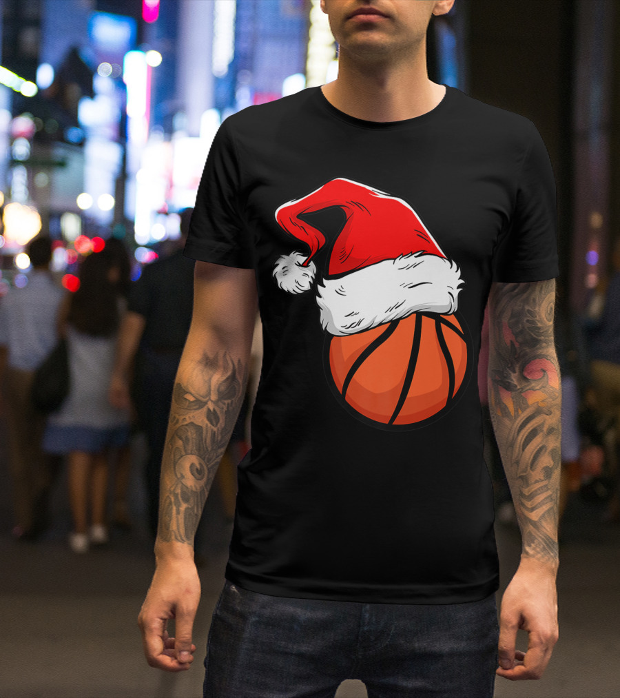 Funny Basketball Coach Player Santa Hat T-Shirt