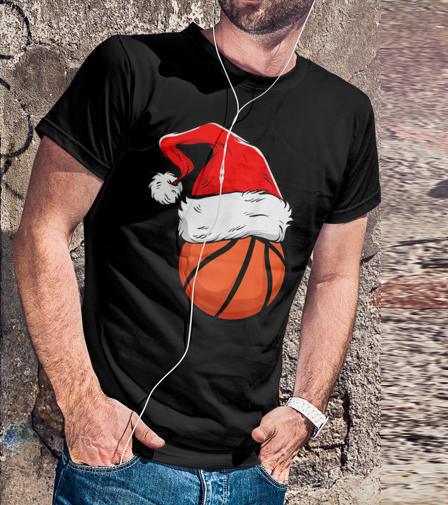 Funny Basketball Coach Player Santa Hat T-Shirt