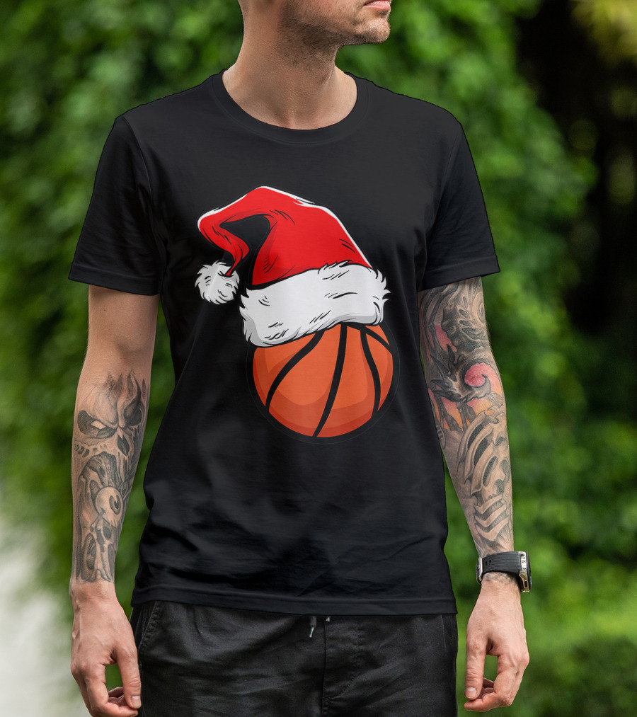 Funny Basketball Coach Player Santa Hat T-Shirt