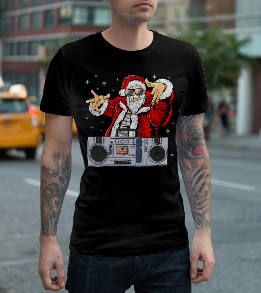 Santa Claus DJ Hip Hop Boombox T-Shirt