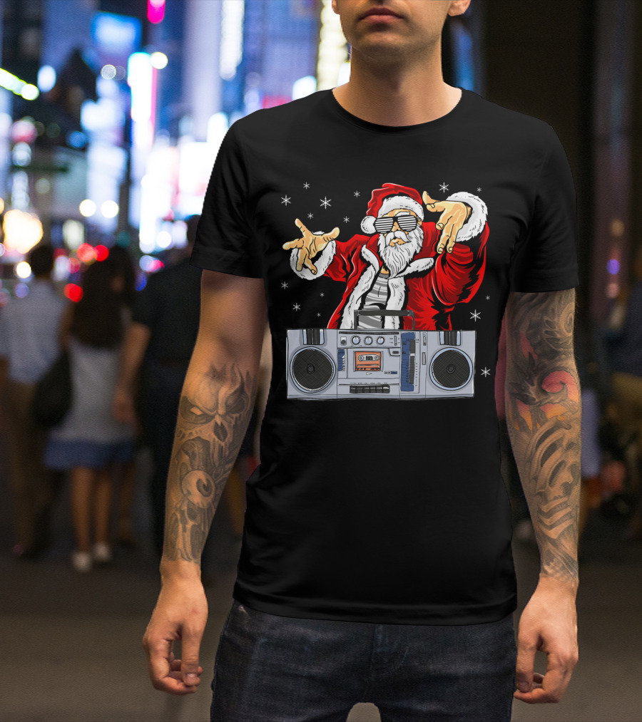 Santa Claus DJ Hip Hop Boombox T-Shirt