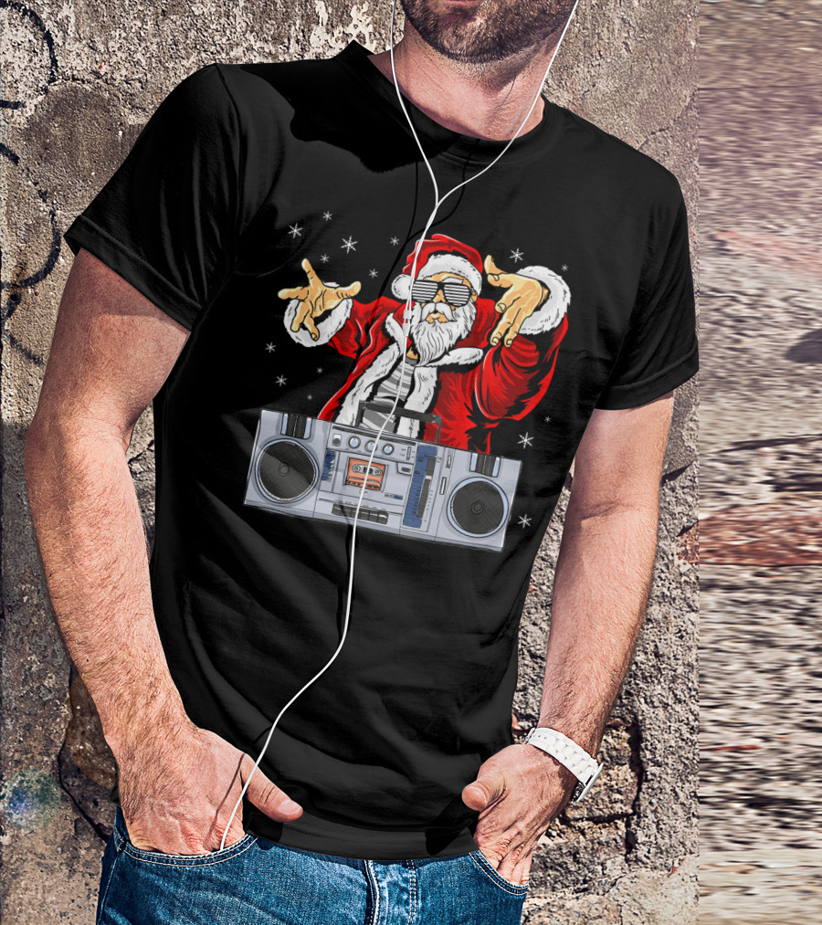 Santa Claus DJ Hip Hop Boombox T-Shirt