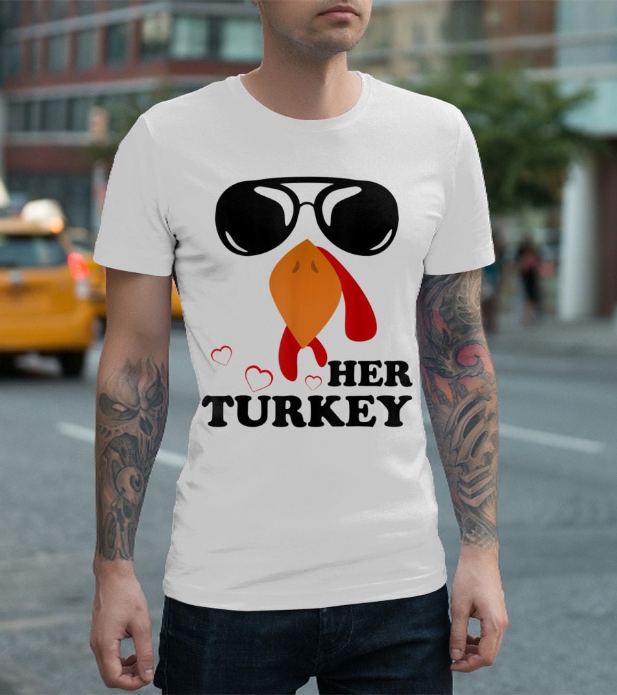 Her Turkey Funny Men's Matching Thanksgiving T-Shirt