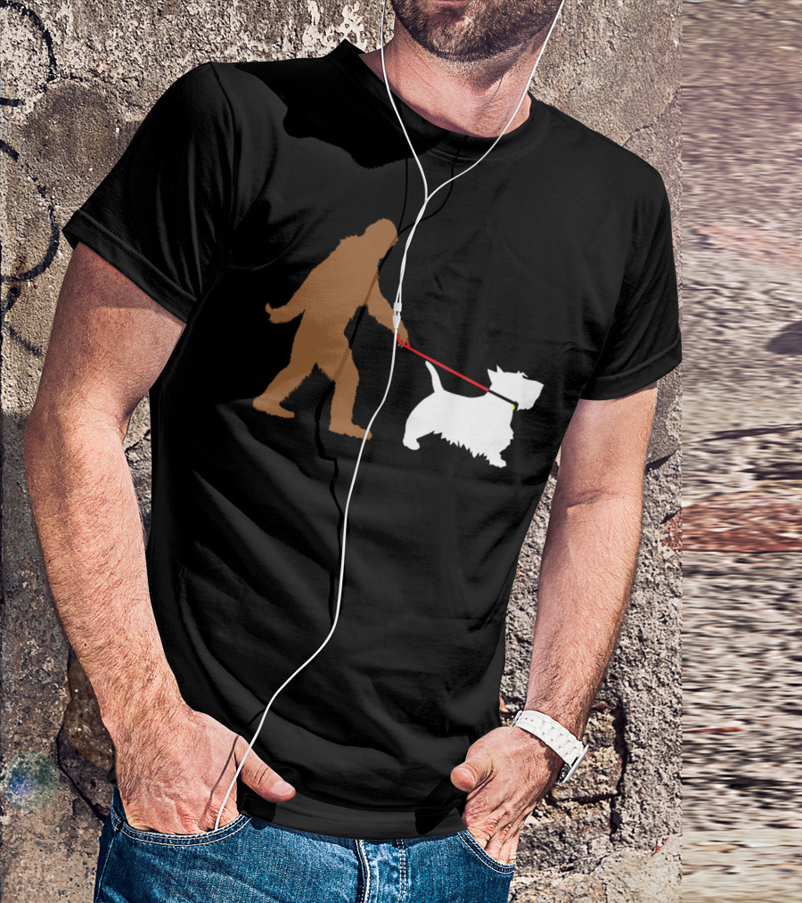 Bigfoot Walking Scottish Terrier Dog Leash Iconic T-Shirt