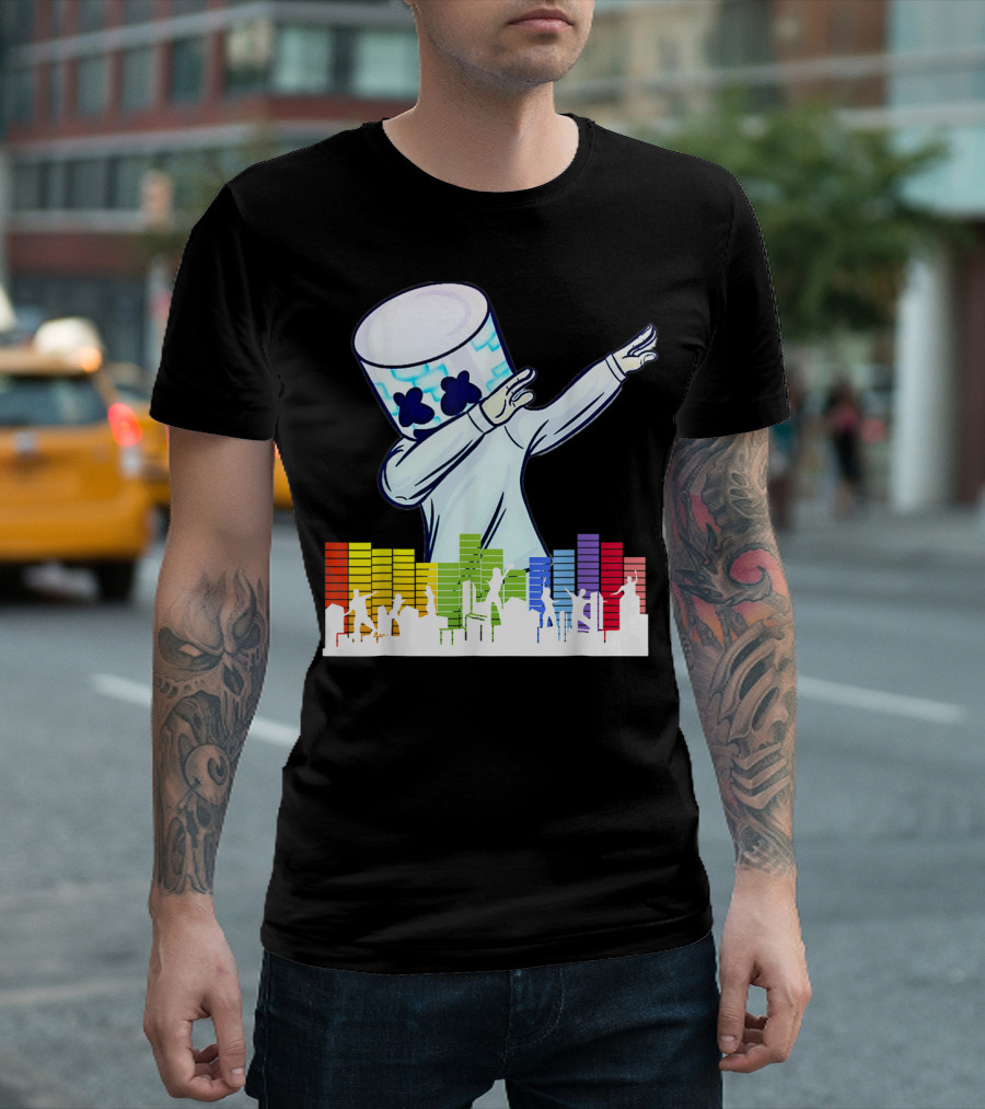 All I Want For Christmas Is Marshmallow Dabbing with Colorful Dance Equalizer T-Shirt