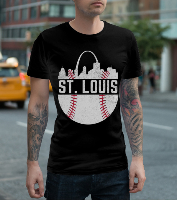 St Louis Baseball Skyline Arch T-Shirt