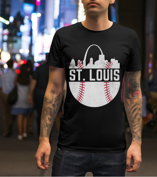 St Louis Baseball Skyline Arch T-Shirt