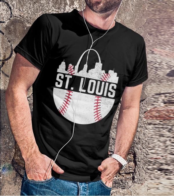 St Louis Baseball Skyline Arch T-Shirt