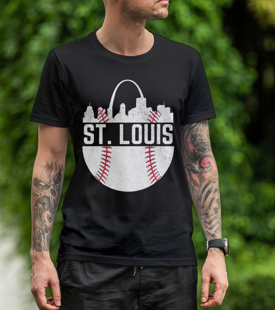 St Louis Baseball Skyline Arch T-Shirt