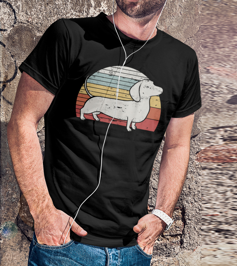 Cool Retro Dachshund Weiner Dog Fans T-Shirt