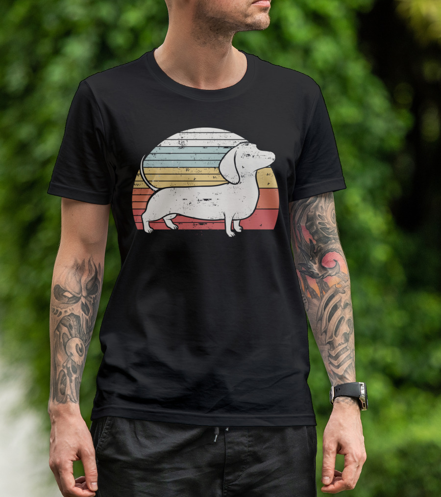 Cool Retro Dachshund Weiner Dog Fans T-Shirt