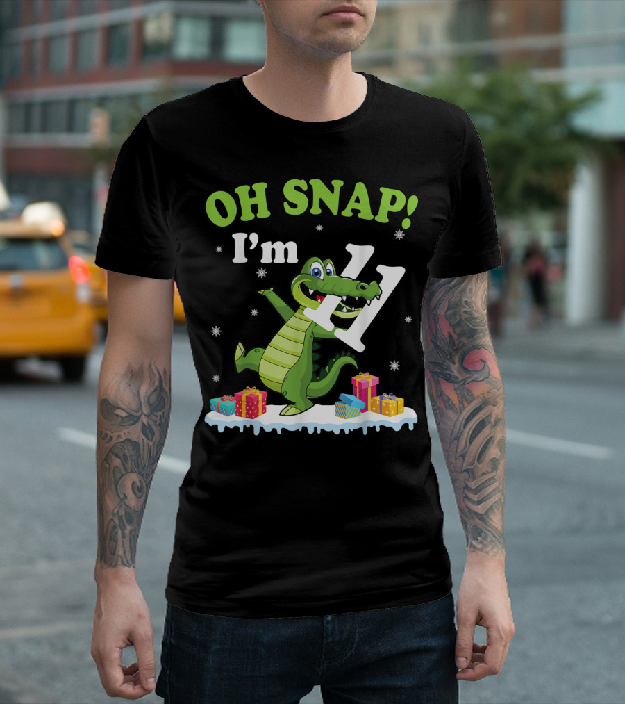 Oh Snap I'm Eleven Crocodile Snow Noel T-Shirt