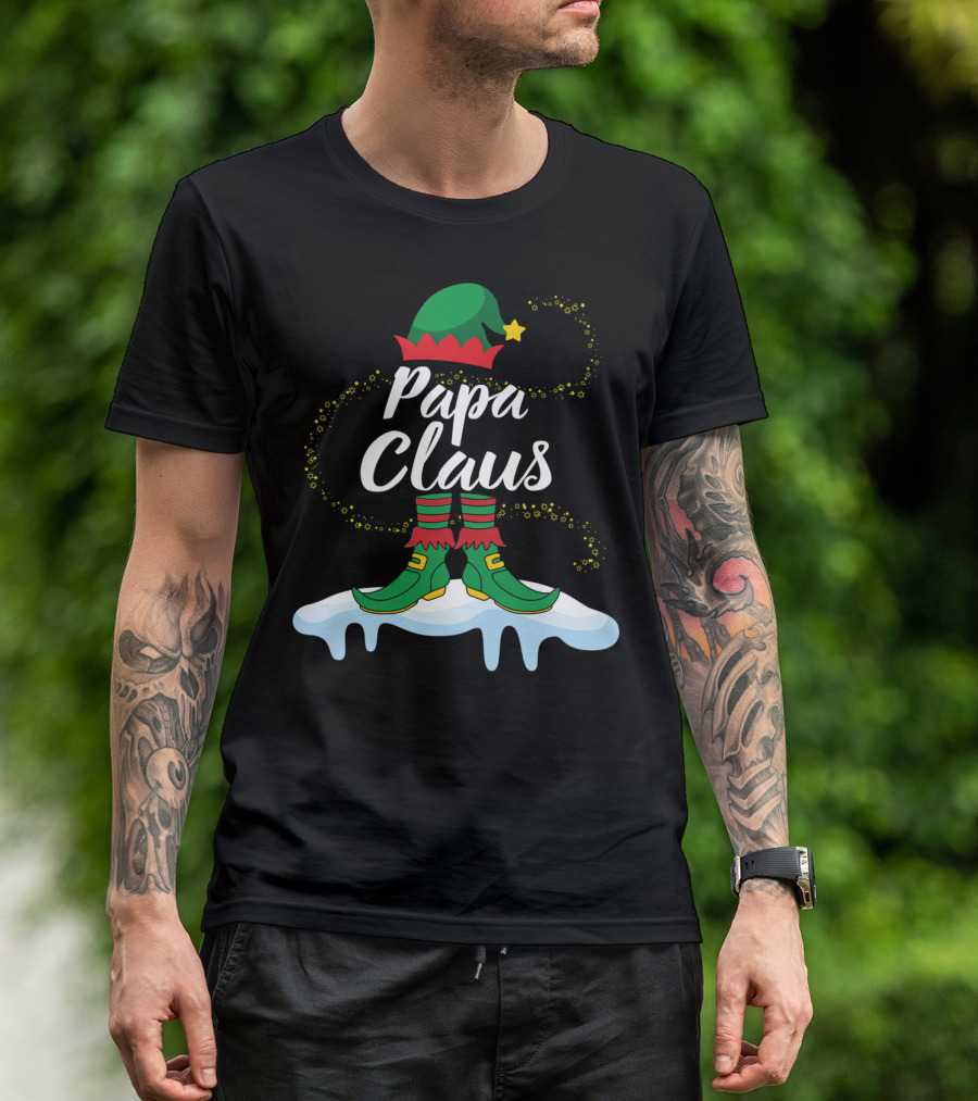 Papa Claus Elf Body Dancing On Snow Merry T-Shirt