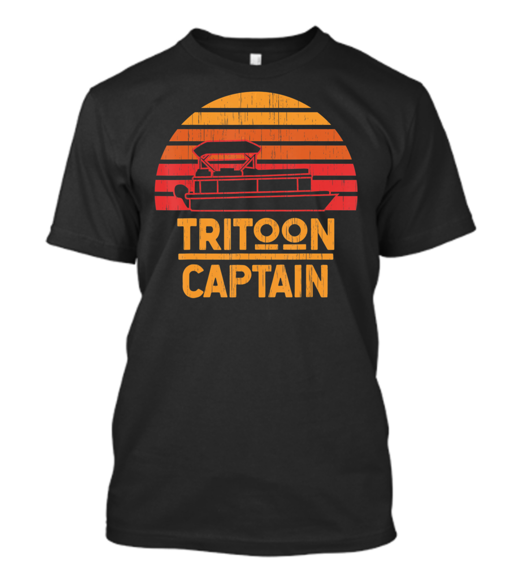Tritoon Captain Vintage Sunset Boating Pontoon T-Shirt