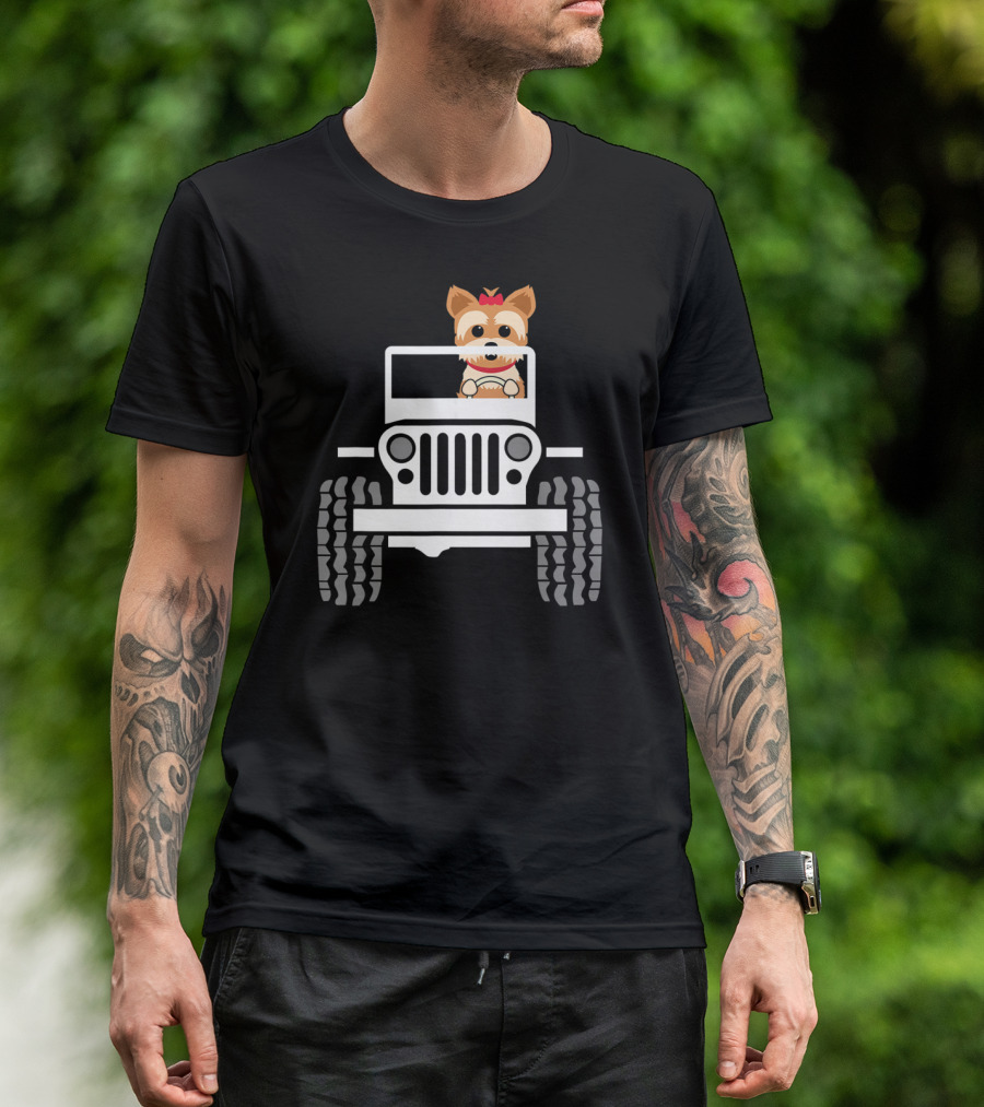 Yorkie Terrier Driving Jeep Adventure T-Shirt