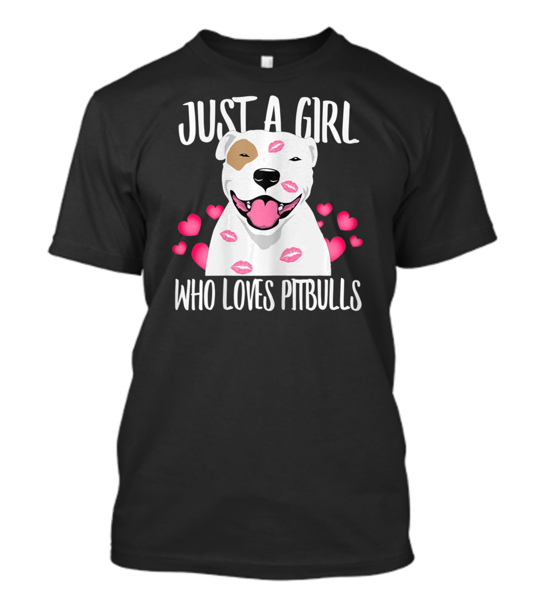 Just A Girl Who Loves Pitbulls With Heart And Kiss Motif T-Shirt